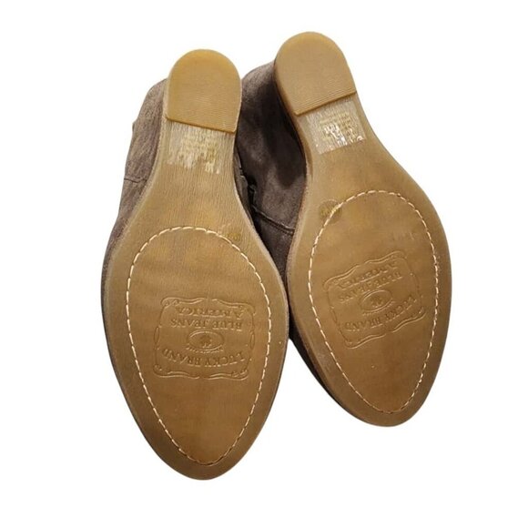 Lucky Brand Wedge Heel Boots Women's Brown Suede Leather Size 8M Fits 6.5-7 - Picture 5 of 9